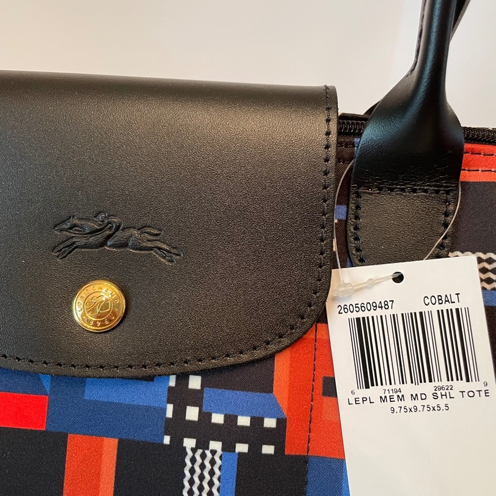 Longchamp Le Pliage Memphis ArtWalk Medium Tote Cobalt Blue - Picture 9 of 13